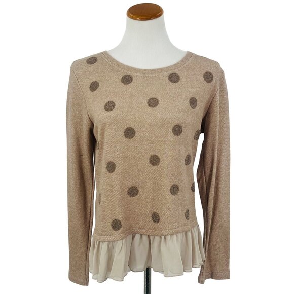 Maison Jules Beaded Polka Dot Ruffle Hem Sweater - Picture 2 of 8